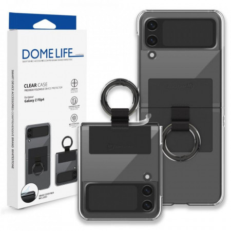 Калъф WHITESTONE Clear Ring - Samsung Galaxy Z Flip4 прозрачен с черна планка
