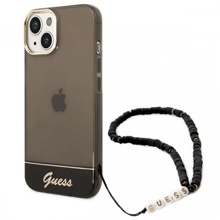 Оригинален гръб с гривна GUESS Translucent Pearl Strap GUHCP14SHGCOHK - iPhone 14 черен - Img 1