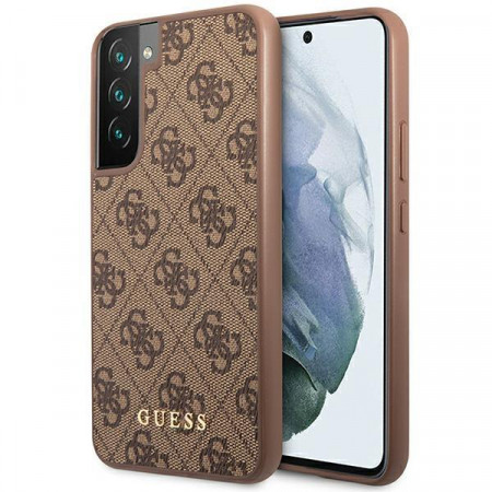 Оригинален гръб GUESS 4G Metal Gold Logo GUHCS23SG4GFBR - Samsung Galaxy S23 кафяв
