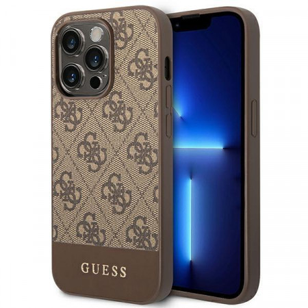 Оригинален гръб GUESS 4G Stripe GUHCP14XG4GLBR - iPhone 14 Pro Max кафяв