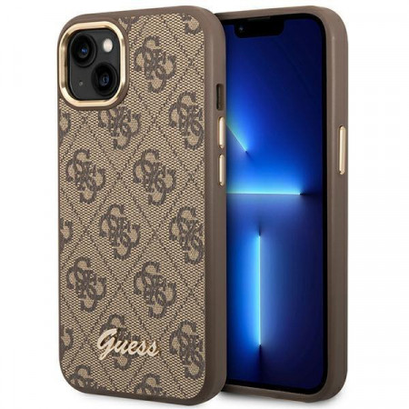 Оригинален гръб GUESS 4G Vintage Gold Logo GUHCP14MHG4SHW - iPhone 14 Plus кафяв