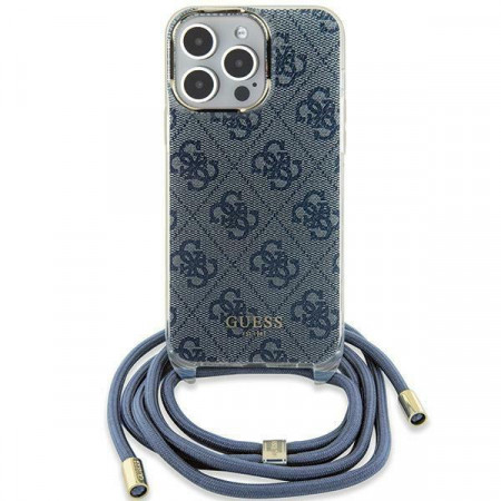 Оригинален гръб GUESS Crossbody Cord 4G Print - iPhone 13 / 14 / 15 син