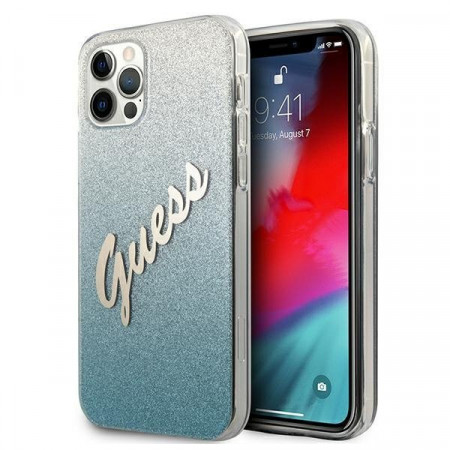 Оригинален гръб GUESS Glitter Gradient GUHCP12LPCUGLSBL - iPhone 12 Pro Max син