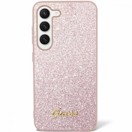 Оригинален гръб GUESS Glitter Script - Samsung Galaxy S24+ розов