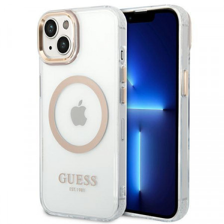 Оригинален гръб GUESS Metal Outline MagSafe GUHMP14SHTRMD - iPhone 14 златист