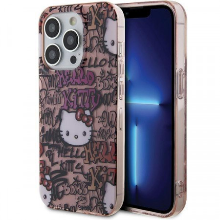 Оригинален гръб Hello Kitty IML Tags Graffiti - iPhone 14 Pro розов
