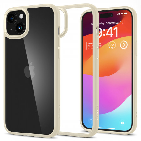 Оригинален гръб SPIGEN Ultra Hybrid - iPhone 15 Plus бежов