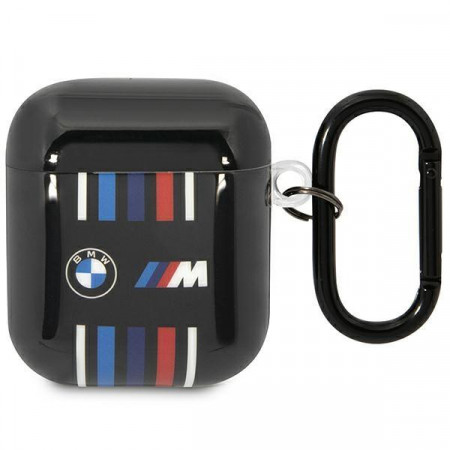 Оригинален калъф за слушалки BMW Multiple Colored Lines BMA222SWTK - AirPods 1 / 2 черен