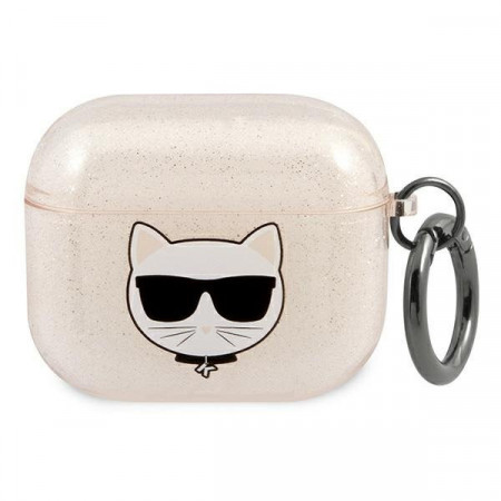 Оригинален калъф за слушалки Karl LAGERFELD Glitter Choupette KLA3UCHGD - AirPods 3 златист