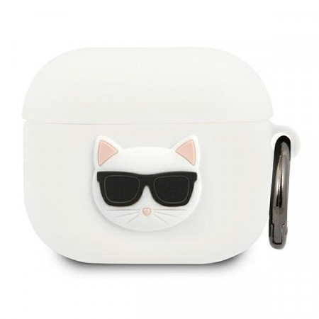 Оригинален калъф за слушалки Karl LAGERFELD Silicone Choupette KLACA3SILCHWH - AirPods 3 бял