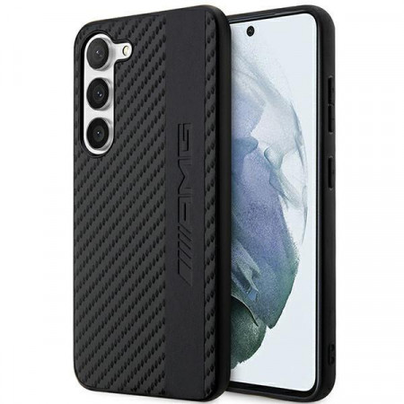 Оригинален твърд гръб AMG Carbon Stripe & Embossed AMHCS23MBLSCA - Samsung Galaxy S23+ черен