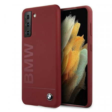 Оригинален твърд гръб BMW Silicone Signature BMHCS21 5GSSLBLRE - Samsung Galaxy S21 5G червен - Img 1
