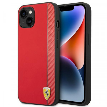Оригинален твърд гръб FERRARI Carbon FEHCP14MAXRE - iPhone 14 Plus червен