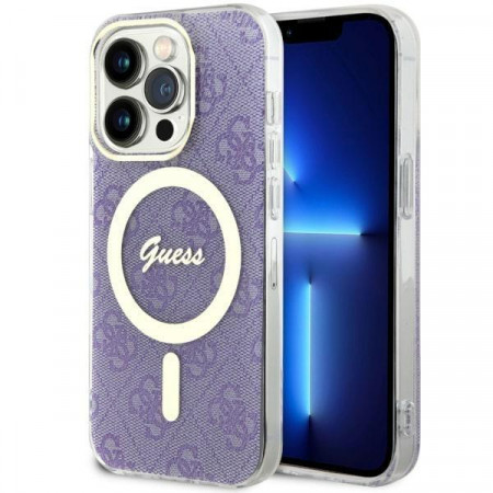 Оригинален твърд гръб GUESS 4G GUHMP14LH4STU - iPhone 14 Pro лилав