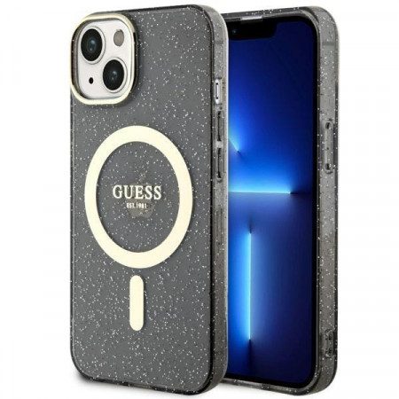 Оригинален твърд гръб GUESS Glitter Gold MagSafe GUHMP14MHCMCGK - iPhone 14 Plus черен