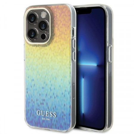 Оригинален твърд гръб GUESS IML Faceted Mirror Disco Iridescent - iPhone 14 Pro многоцветен