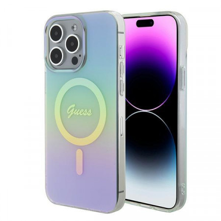 Оригинален твърд гръб GUESS IML Iridescent MagSafe GUHMP15XHITSQ - iPhone 15 Pro Max тюркоаз
