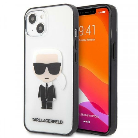 Оригинален твърд гръб KARL LAGERFELD Ikonik Karl KLHCP13SHIKCK - iPhone 13 mini прозрачен