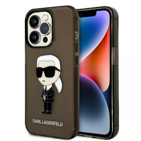 Оригинален твърд гръб KARL LAGERFELD Ikonik KARL LAGERFELDD KLHCP14LHNIKTCK - iPhone 14 Pro черен