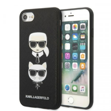 Оригинален твърд гръб KARL LAGERFELD Saffiano Karl & Choupette Head KLHCI8SAKICKCBK - iPhone 7 / 8 / SE (2nd gen) / SE (3rd gen) черен