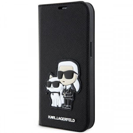 Оригинален твърд гръб KARL LAGERFELD Saffiano Karl & Choupette KLBKP14LSANKCPK - iPhone 14 Pro черен