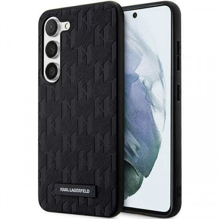 Оригинален твърд гръб KARL LAGERFELD Saffiano Mono Metal Logo KLHCS23SSAKLHPK - Samsung Galaxy S23 черен