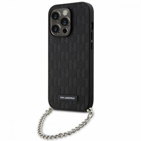 Оригинален твърд гръб KARL LAGERFELD Saffiano Monogram Chain KLHCP14XSACKLHPK - iPhone 14 Pro Max черен