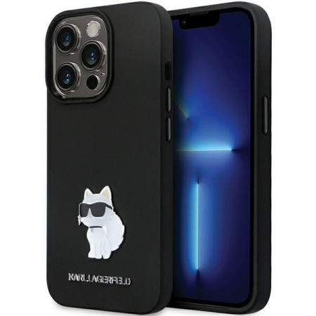 Оригинален твърд гръб KARL LAGERFELD Silicone C Metal Pin KLHCP14XSMHCNPK - iPhone 14 Pro Maxчерен