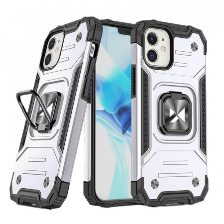 Подсилен гръб WOZINSKY Ring Armor със стойка - iPhone 14 сребрист
