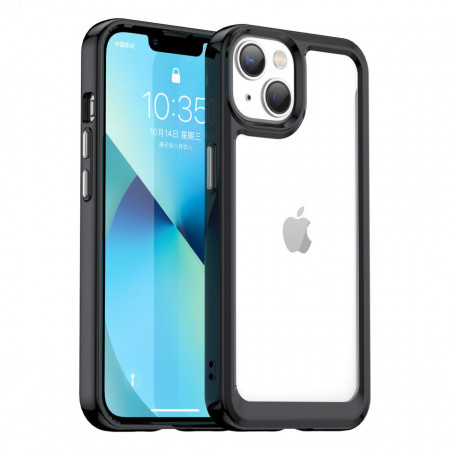 Прозрачен гръб с гел рамка Outer Space - iPhone 14 черен
