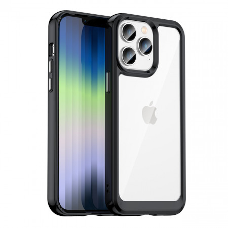 Прозрачен гръб с гел рамка Outer Space - iPhone 14 Pro Max черен