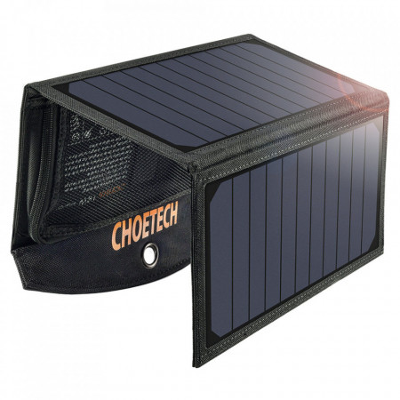 Сгъваемо соларно зарядно CHOETECH 19W 2x USB Type A черно