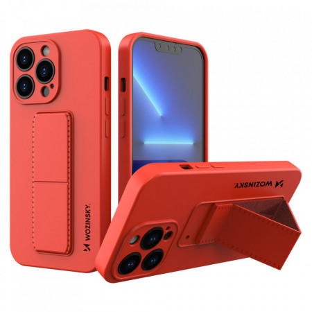 Силиконов гръб със стойка WOZINSKY Kickstand - iPhone 13 mini червен