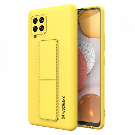 Силиконов гръб със стойка WOZINSKY Kickstand - Samsung Galaxy A42 5G жълт