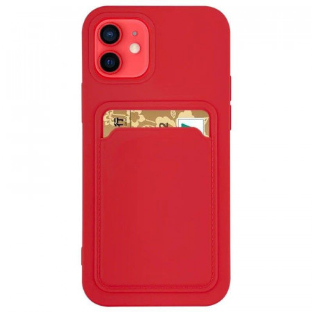 Силиконов гръб Card с портфейл за документи - Samsung Galaxy S21+ 5G червен