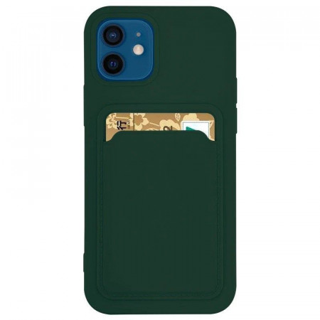 Силиконов гръб Card с портфейл за документи - Samsung Galaxy S21+ 5G тъмнозелен