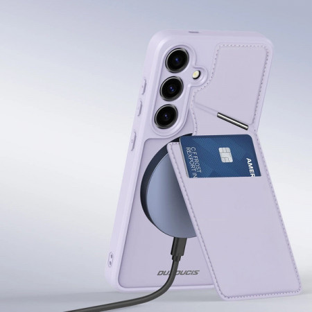 3 в 1 гръб със стойка и слот за карти Dux Ducis Rafi II MagSafe със система против кражба - Samsung Galaxy S24 лилав