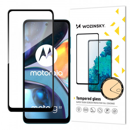 5D Full Glue закален стъклен протектор с пълно покритие WOZINSKY съвместим с гръб - Moto g22 / e32 / e32s с черна рамка
