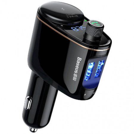 Bluetooth FM трансмитер за кола BASEUS S-06 с 2 порта USB Type A (Overseas Edition) черен