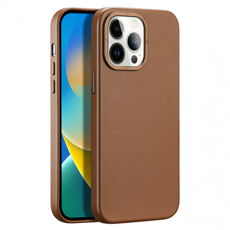 Гръб от еко кожа DUX DUCIS Grit MagSafe - iPhone 14 Pro Max кафяв