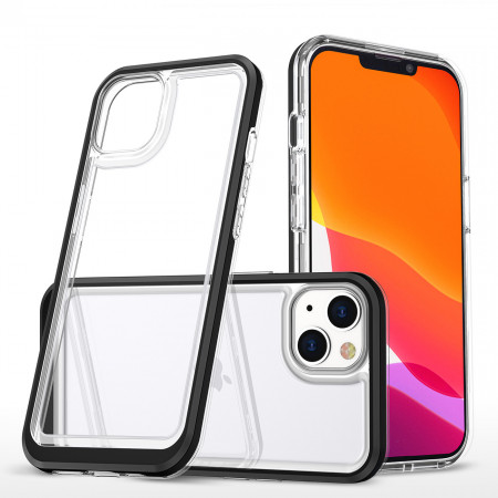 Гръб Clear 3в1 с гел рамка - iPhone 14 черен - Img 1