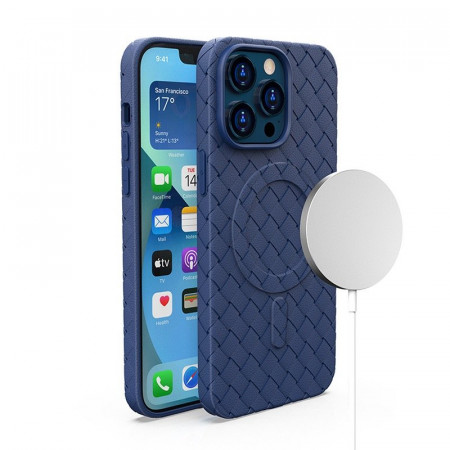 Гръб Woven MagSafe - iPhone 15 Pro Max - тъмносин