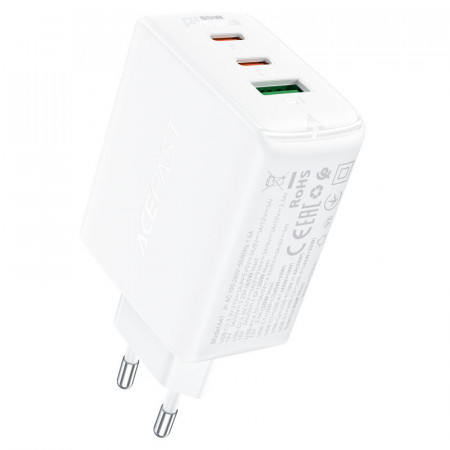 Зарядно за стена ACEFAST GaN 65W USB Type A / 2x USB Type C PPS PD QC4.0+ (A41) бяло