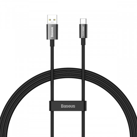 Кабел за зареждане и данни BASEUS Superior SUPERVOOC USB Type A към USB Type C кабел 65W 1m черен