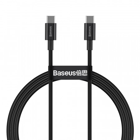 Кабел за зареждане и данни BASEUS Superior USB Type C към USB Type C с бързо зареждане Power Delivery Huawei FCP 100W 5A 20V 1m черен (CATYS-B01)