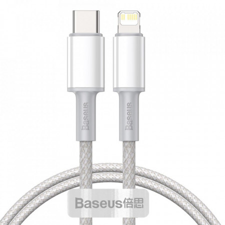 Кабел за зареждане и данни BASEUS USB Type C към Lightning с бързо зареждане Power Delivery 20 W 1m бял (CATLGD-02)