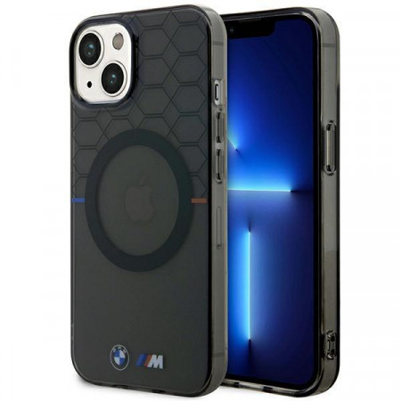 Оригинален гръб BMW Pattern MagSafe BMHMP14SHGPK - iPhone 14 сив
