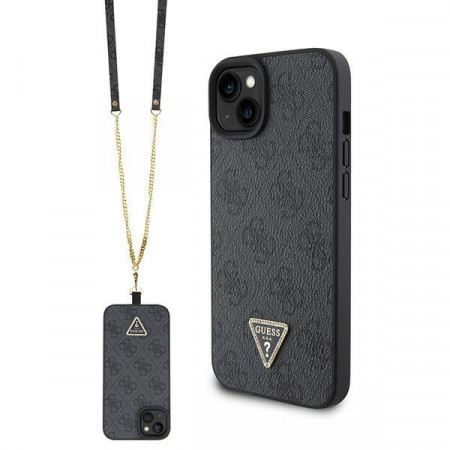 Оригинален гръб GUESS 4G Metal Logo с презрамка GUHCP15SP4TDSCPK - iPhone 15 черен