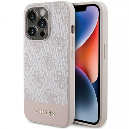 Оригинален гръб GUESS 4G Stripe - iPhone 15 Pro розов