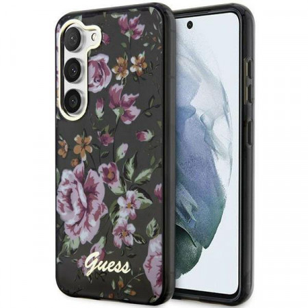 Оригинален гръб GUESS Flower GUHCS23MHCFWSK - Samsung Galaxy S23+ черен